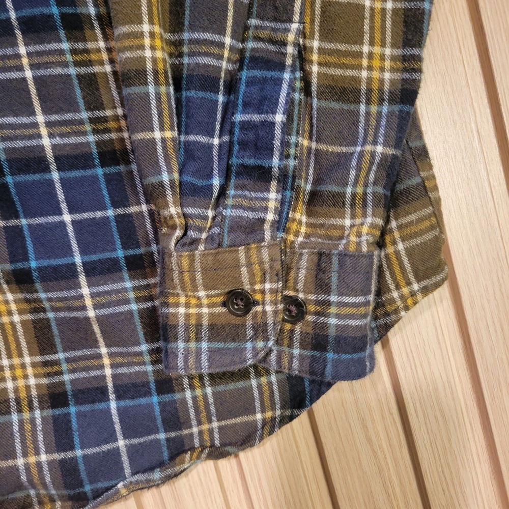 LL Bean Mens Flannel Shirt Medium Slightly Fitted Plaid Blue Green 298167 - Picture 5 of 13